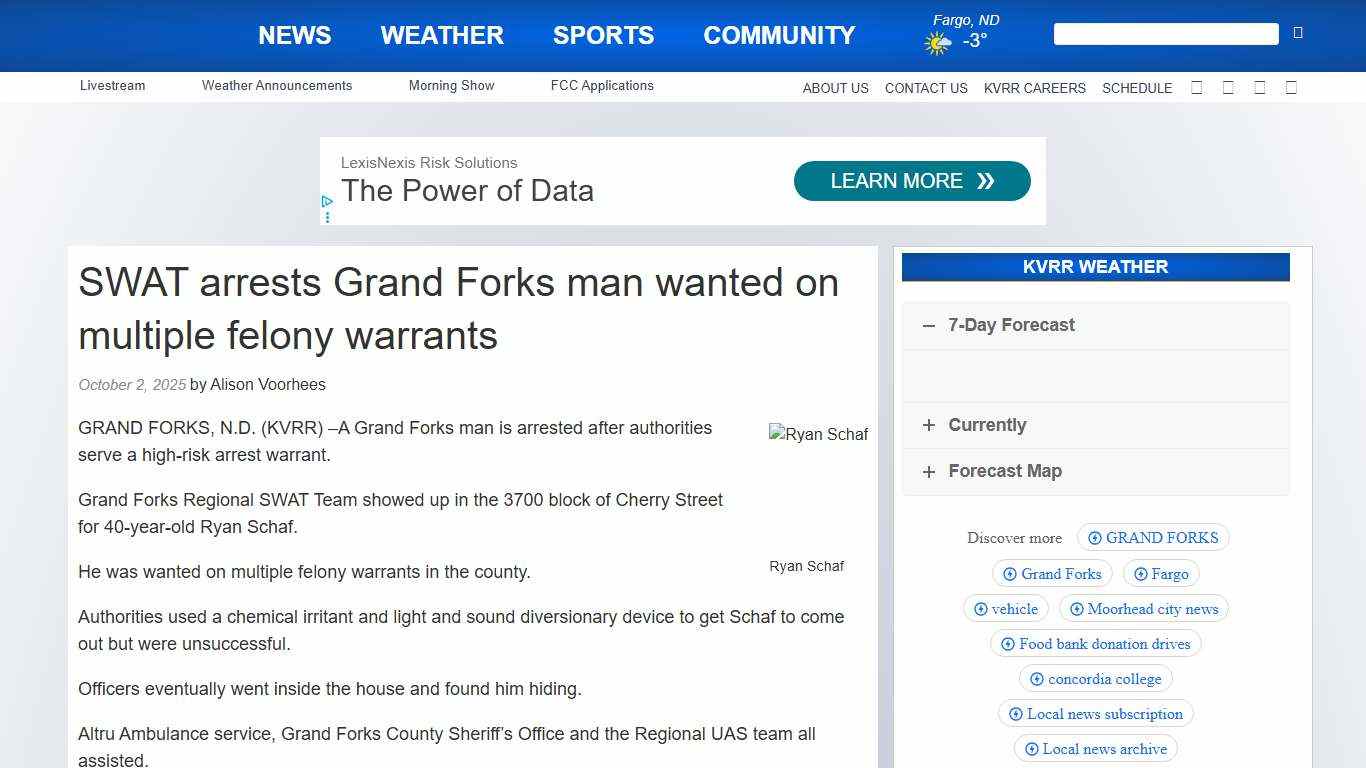 SWAT arrests Grand Forks man wanted on multiple felony warrants - KVRR Local News