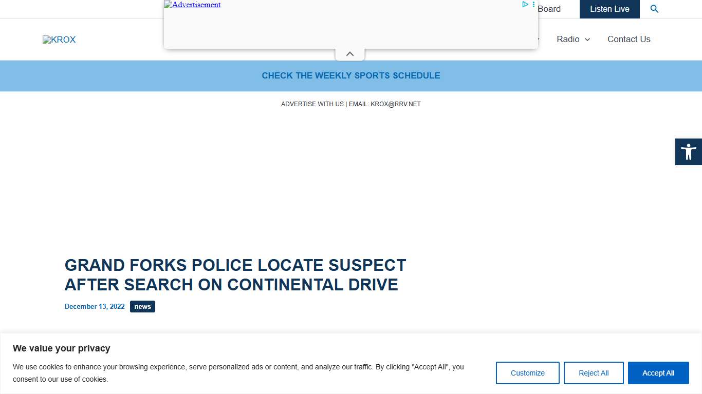 GRAND FORKS POLICE LOCATE SUSPECT AFTER SEARCH ON CONTINENTAL DRIVE – KROX