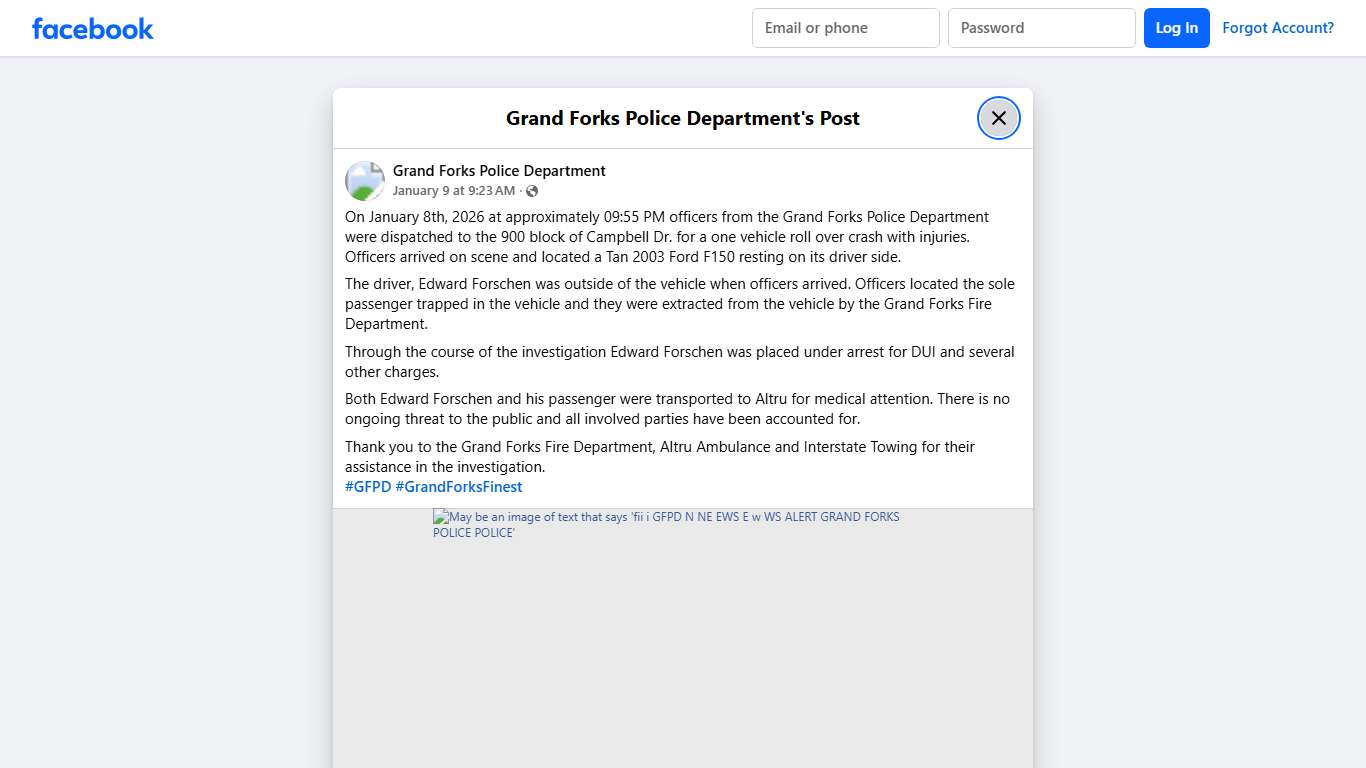 On January 8th, 2026 at... - Grand Forks Police Department | Facebook